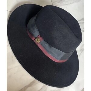 GOORIN BROS Men's Fedora Hat Small Black Wool Felt Ribbon Crown Made in USA